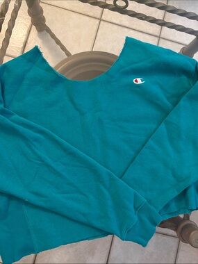 Champion Teal Green Cropped Sweatshirt